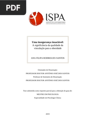 Uma insegurança insaciável: A significância da qualidade da vinculação para a obesidade