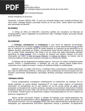 “Sobre Iridologia Integral, prevenção através da íris dos olhos” (Artigo)
