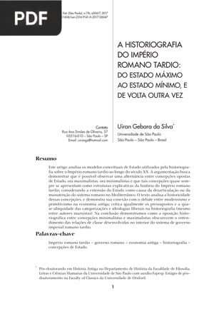 A Historiografia do Império Romano Tardio: Do Estado Máximo ao Estado Mínio, e de volta outra vez