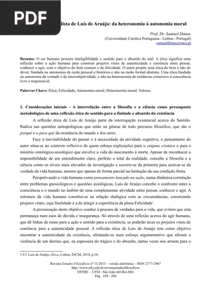 A ética existencialista de Luís de Araújo: da heteronomia à autonomia moral
