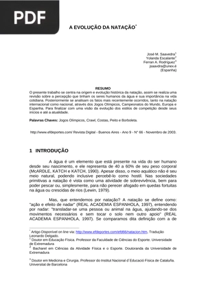 A evolução da natação