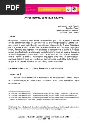Artes visuais: educação infantil