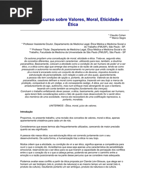 Breve Discurso sobre Valores, Moral, Eticidade e Ética (Artigo)