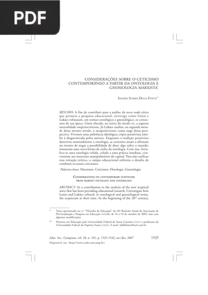 Considerações sobre o ceticismo contemporâneo a partir da ontologia e gnosiologia marxista