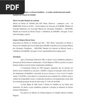 Direitos fundamentais e a reforma trabalhista