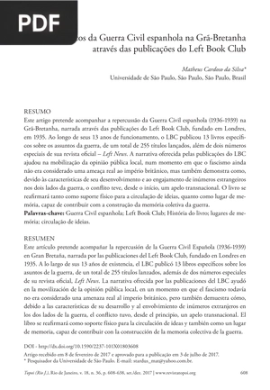 Ecos da Guerra Civil espanhola na Grã-Bretanha através das publicações do Left Book Club