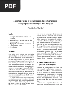Hermenêutica e tecnologias da comunicação