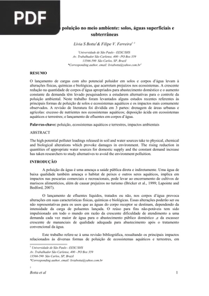 Impactos da poluição no meio ambiente: solos, águas superficiais e subterrâneas (Artigo)