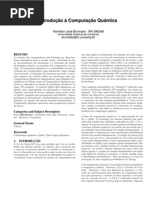 Introdução à Computação Quântica (Artigo)