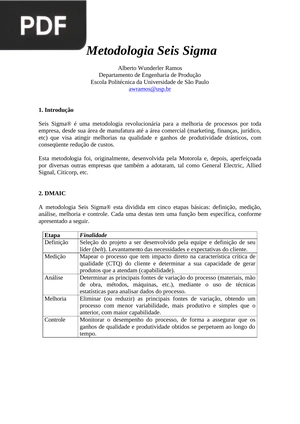 Metodologia Seis Sigma (Artigo)