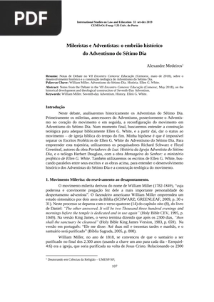 Mileristas e Adventistas: o embrião histórico do Adventismo do Sétimo Dia
