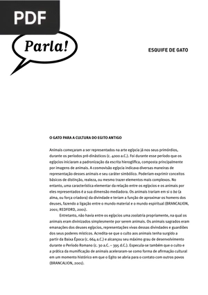 O gato para a cultura do egipto antíguo (Artigo)