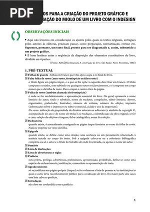 Passos para a criação do projeto gráfico e diagramação do miolo de um livro com o indesign