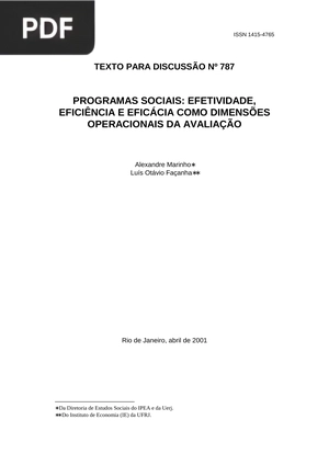 Programas sociais: efetividade, eficiência e eficácia como dimensões operacionais de avaliação