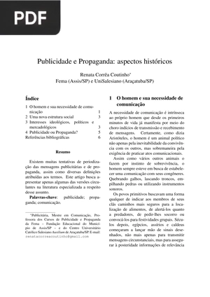Publicidade e Propaganda: aspectos históricos (Artigo)