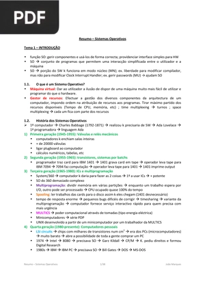 Resumo – Sistemas Operativos