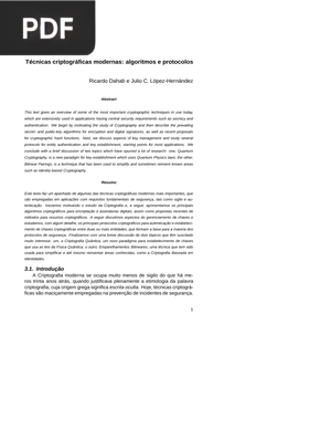 Técnicas criptográficas modernas: algoritmos e protocolos