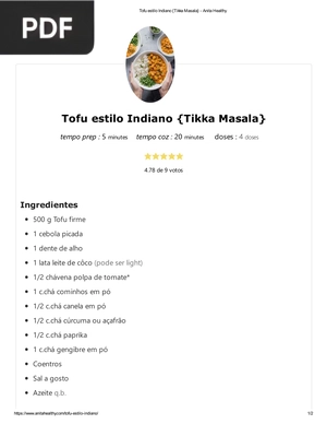 Tofu Estilo Indiano