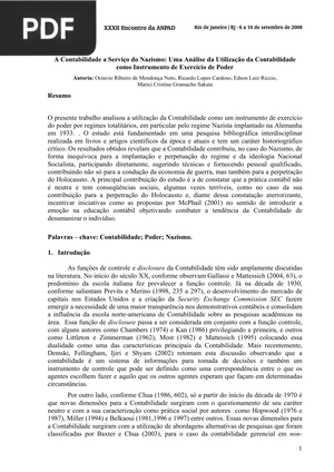 A Contabilidade a Serviço do Nazismo: Uma Análise da Utilização da Contabilidade como Instrumento de Exercício de Poder