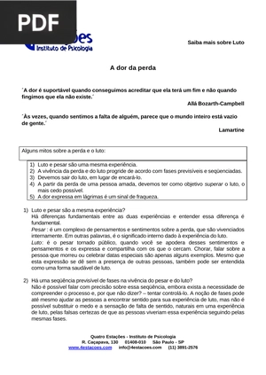 A dor da perda (Artigo)