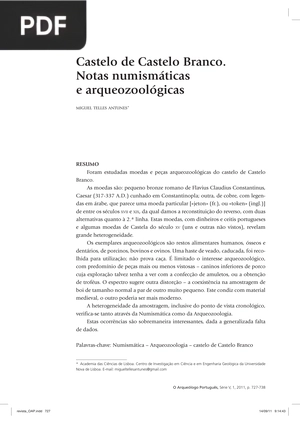 Castelo de Castelo Branco. Notas numismáticas e arqueozoológicas