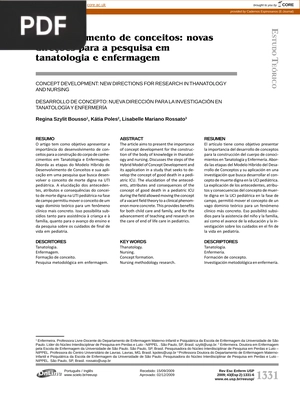 Desenvolvimento de conceitos: novas direções para a pesquisa em tanatologia e enfermagem (Artigo)