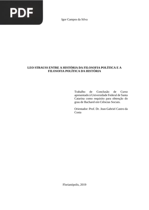 Leo Strauss entre a história da filosofia polítuca e a filosofia da história