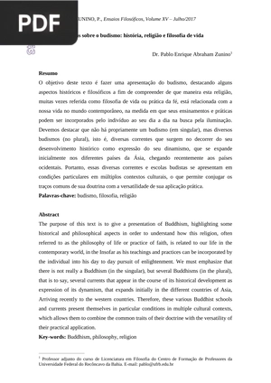 Notas sobre o budismo: história, religião e filosofia de vida (Artigo)
