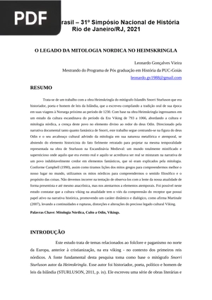 O legado da mitologia nordica no heimskringla