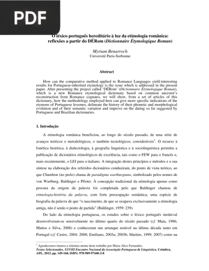O léxico português hereditário à luz da etimologia românica
