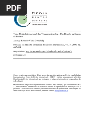 União Internacional das Telecomunicações – Um Desafio na Gestão da Internet