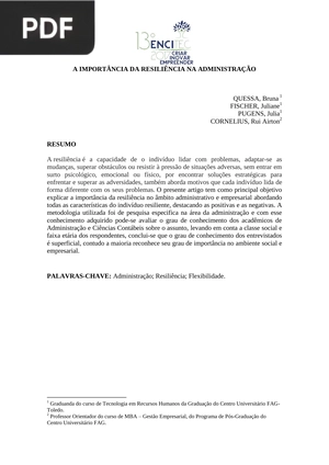 A Importância de resilência na administração