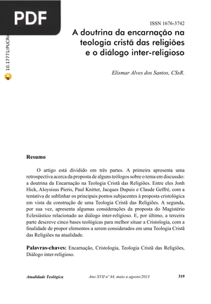 A doutrina da encarnação na teologia cristã das religiões e o diálogo inter-religioso