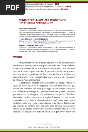 A filosofia para crianças e arte uma perspectiva filosófica para o pensar educativo