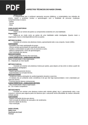 Aspectos Técnicos do Nado Crawl