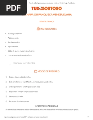 Cachapa ou panqueca venezuelana