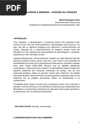 Como melhorar a memoria a través da atenção (Artigo)