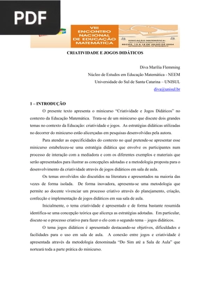 Criatividade e Jogos Didácticos