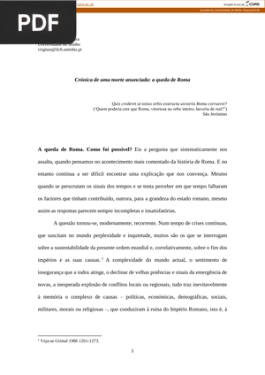 Crónica de uma morte anunciada: a queda de Roma