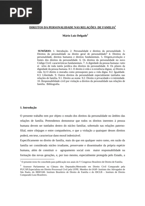 Direitos da personalidade nas relações de familia