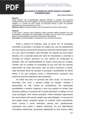 Novas tecnologias e o ensino de artesvisuais: Algumas considerações (Artigo)