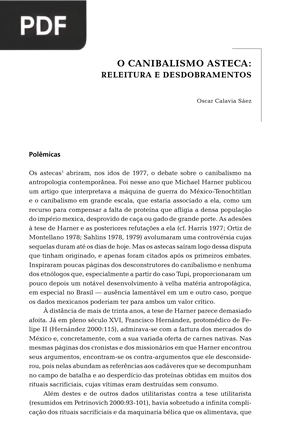 O canibalismo asteca. Releitura e desdobramentos