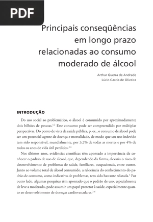 Principais conseqüências em longo prazo relacionadas ao consumo moderado de álcool