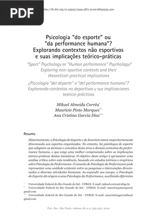 Psicologia do esporte ou da performance humana? Explorando contextos não esportivos e suas implicações teórico-práticas