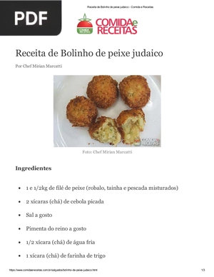 Receita de Bolinho de peixe judaico