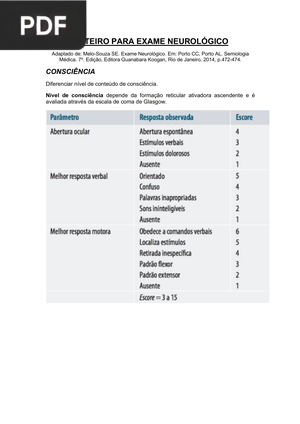 Roteiro para exame neurológico