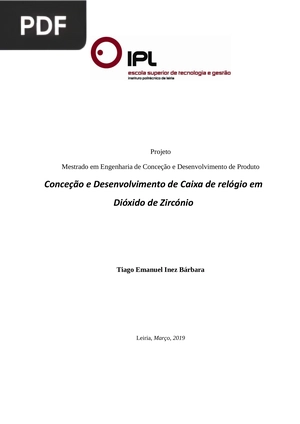 Conceção e Desenvolvimento de Caixa de relógio em Dióxido de Zircónio