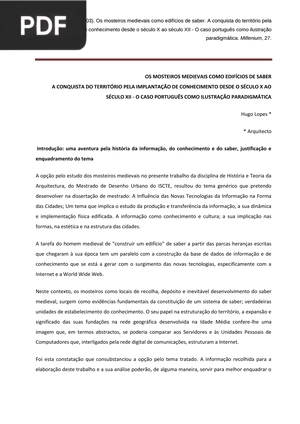 Os mosteiros medievais como edifícios de saber. A conquista do território pela implantação de conhecimento desde o século X ao século XII