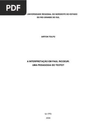 A interpretação em Paul Ricoeur: Uma pedagogia do texto?