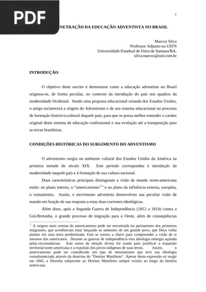 A penetração da educação advenista no Brasil